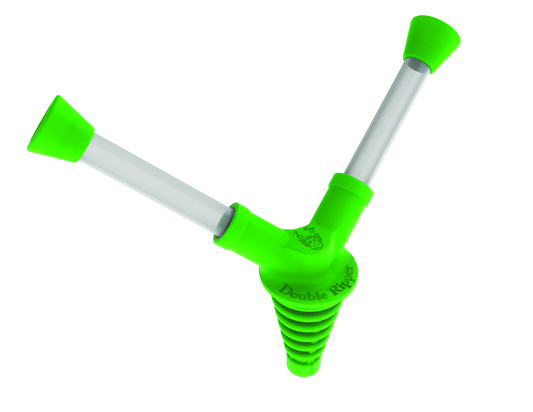 The Double Ripper lets two people smoke out of a bong at once! The Double Ripper has a unique silicone ribbed design that can fit in any bong or rig with a perfect seal. The ribbed silicone body of The Double Ripper provides a smooth enhancement to the hit which is unique to any bong attachment. The Double Ripper comes in a many colors including: Red, Blue, Green, Purple, and more coming soon! Pre-orders available now!