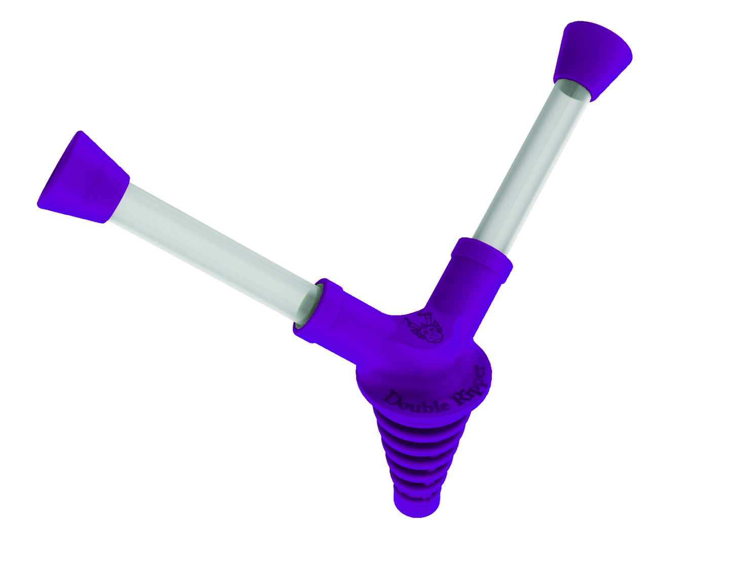 The Double Ripper lets two people smoke out of a bong at once! The Double Ripper has a unique silicone ribbed design that can fit in any bong or rig with a perfect seal. The ribbed silicone body of The Double Ripper provides a smooth enhancement to the hit which is unique to any bong attachment. The Double Ripper comes in a many colors including: Red, Blue, Green, Purple, and more coming soon! Pre-orders available now!